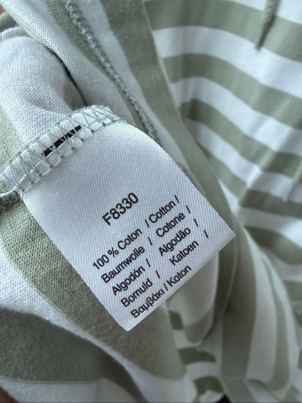 Lacoste Stripe Tshirt Hoodie Mens Size 4 S M Sage Green Striped Lightweight Pull - Picture 7 of 8